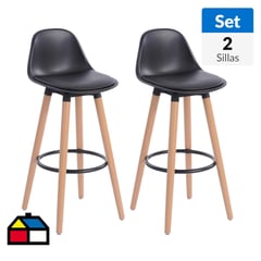 JUST HOME COLLECTION - Set sillas bar 2 unidades Presley negro