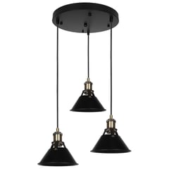 JUST HOME COLLECTION - Lampara colgante industrial negro 3 luces E27