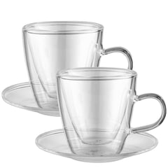 JUST HOME COLLECTION - Set 2 tazas café 80 ml doble pared