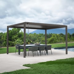 JUST HOME COLLECTION - Pérgola 3x3m con techo metálica