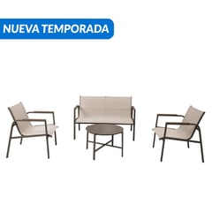 JUST HOME COLLECTION - Juego de Living de Terraza Dubo 4 Personas Taupe