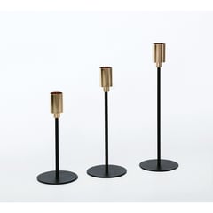 JUST HOME COLLECTION - Set 3 Candelabros Metal 16 cm 20 cm y 24 cm