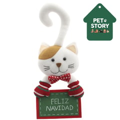 DEAR SANTA - Colg puerta gato navideño 30 cm