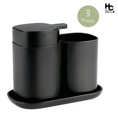 JUST HOME COLLECTION - Set 3 Piezas Accesorios Baño Negro