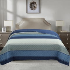 JUST HOME COLLECTION - Quilt Rayas Azul