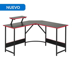 JUST HOME COLLECTION - Escritorio Gamer Space L Negro, Rojo 120x91x120 cm