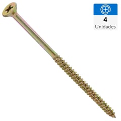 FIXSER - Tornillo Turbo Screw Cabeza Phillips para Madera 4-3/4 " 14 mm 4 Unidades